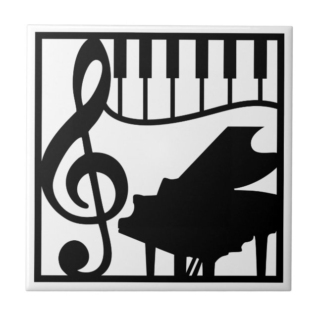 Carreau Élégante Musique Piano Clavier Clé Note Stylée (Devant)