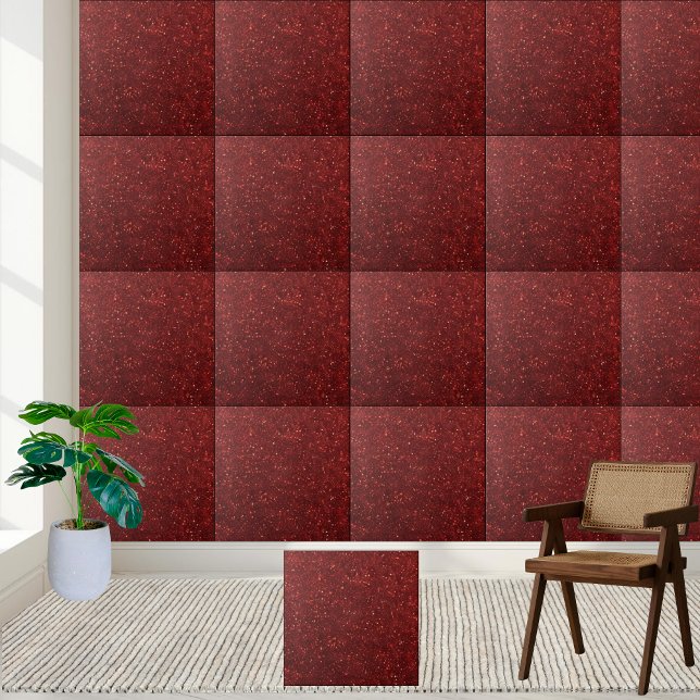 Carreau Élégante Parties scintillant gras foncé rouge étin (Elegant Bold Dark Red Sparkling Glitter Ceramic Tile)