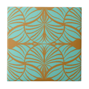Carreau Elégante pétoncles Art Déco Turquoise & Gold Gouac