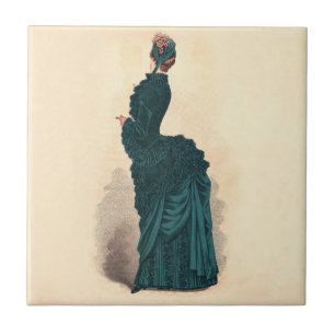 Carreau Élégante robe victorienne bleue