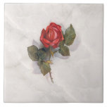 Carreau Elégante Rose rouge sur marbre gris BG<br><div class="desc">Rose rouge vintage chic et élégant sur arrière - plan en marbre gris.</div>