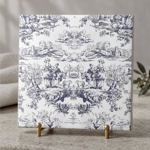 Carreau Élégante toile de Jouy noire vintage