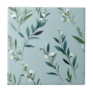 Carreau Elégante Verdure Sur Bleu Doux Et Doux