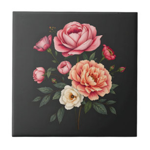 Carreau Élégantes pivoines Roses et fleurs d'Hydrangée