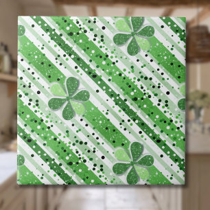 Carreau Élégantes rayures vertes et blanches Shamrock Pail
