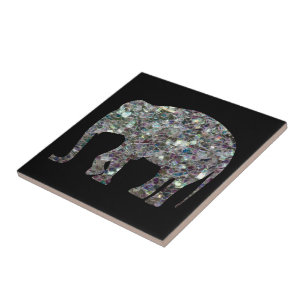 Carreau Élément mosaïque argenté scintillant éléphant