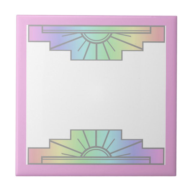 Carreau Elément soleil Art déco dans les pastels doux (Devant)