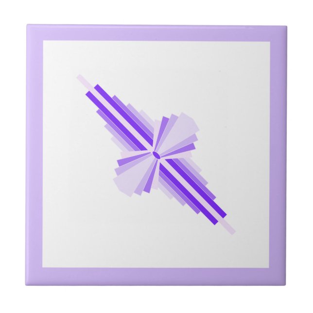 Carreau Éléments Art déco dans violet profond et clair (Devant)