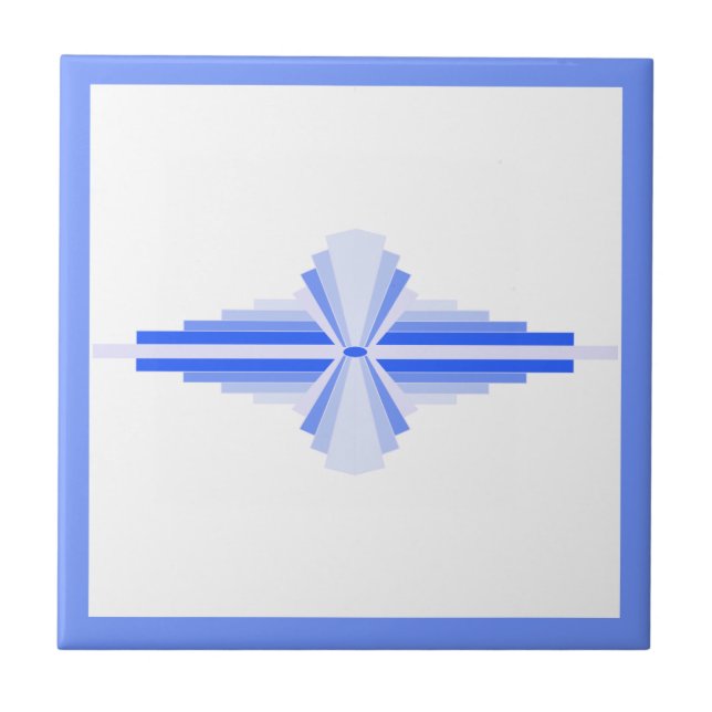 Carreau Éléments Art déco en bleu riche (Devant)