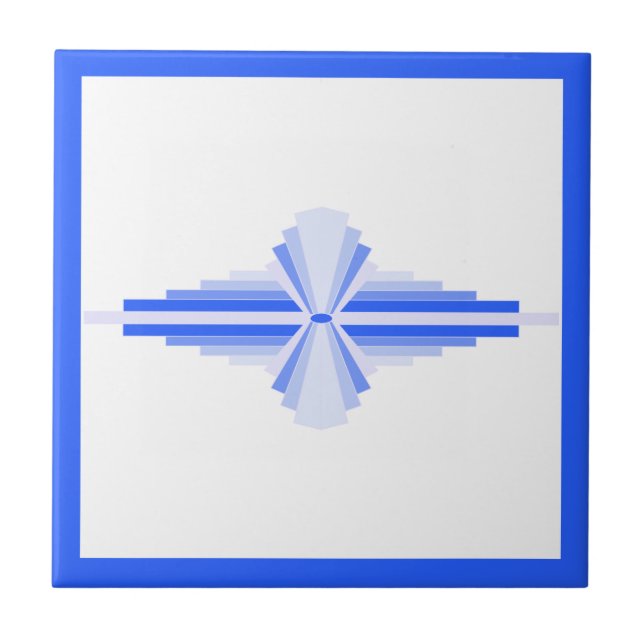 Carreau Éléments Art déco en bleu riche (Devant)