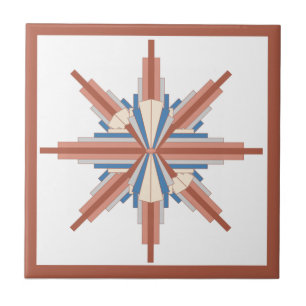 Carreau Éléments Art déco en or rose, marron & bleu