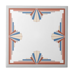 Carreau Éléments Art déco en or rose, marron & bleu