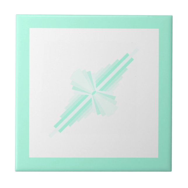 Carreau Éléments Art déco en vert turquoise doux (Devant)