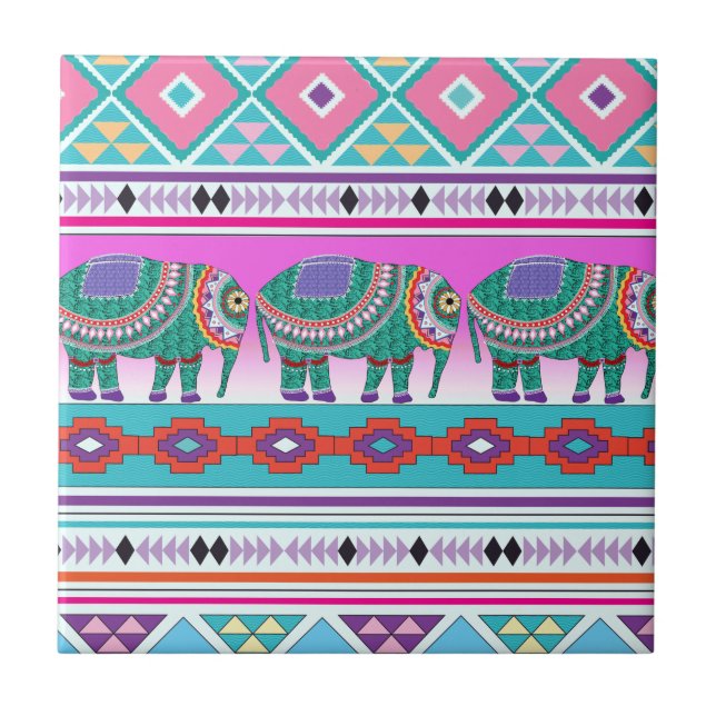 Carreau Eléphant avec Motif aztèque (Devant)