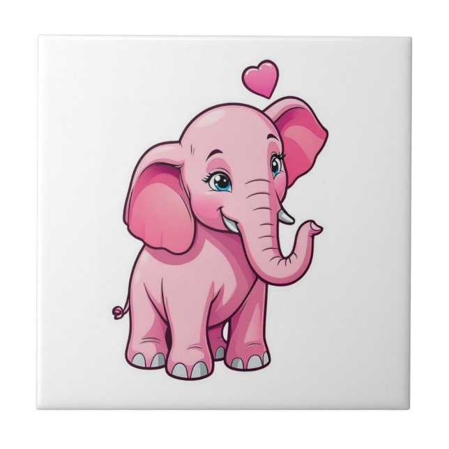 Carreau Eléphant Bébé Rose Cute Avec Amour (Devant)