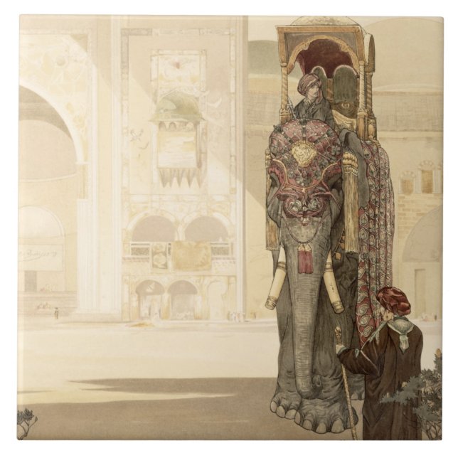 Carreau Éléphant cérémonieux, "du livre de jungle" par Rud (Devant)