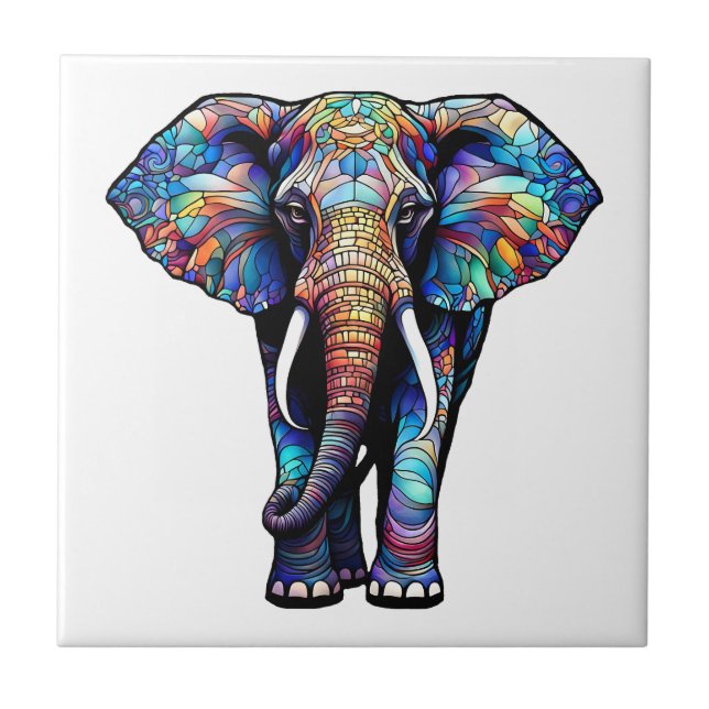 Carreau Eléphant en verre à plusieurs couleurs 3 (Devant)