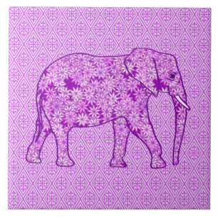 Carreau Éléphant fleur - violet améthyste