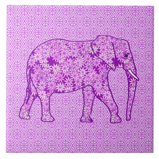 Carreau Éléphant fleur - violet améthyste (Devant)
