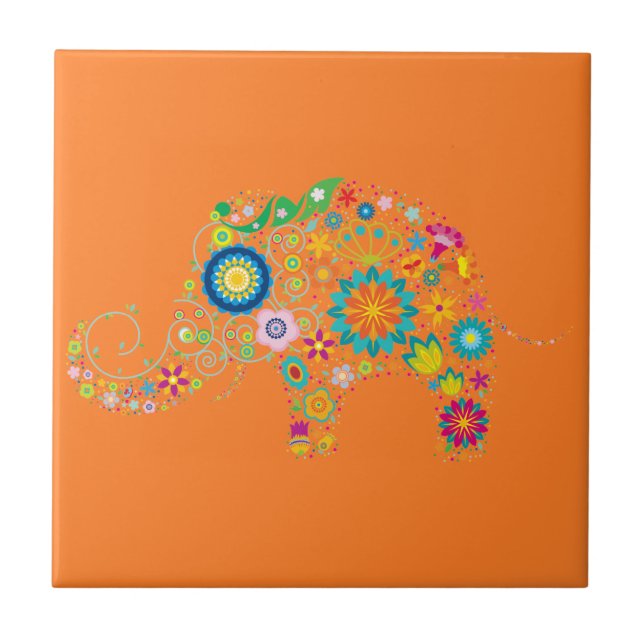 Carreau Éléphant fleuri (Devant)