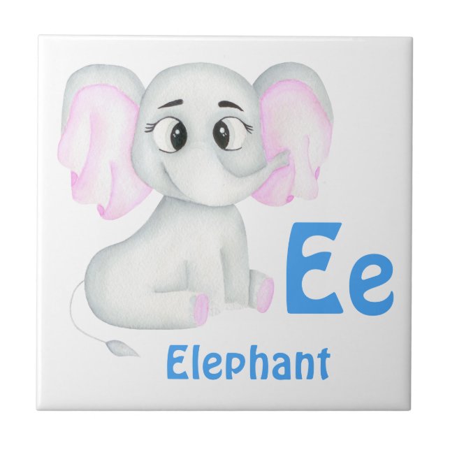 Carreau Elephant personnalise ABC : Lettre E - Ajouter vot (Devant)