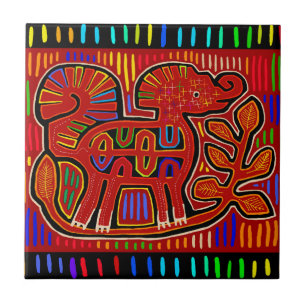 Carreau Éléphanteau indien Kuna - Art populaire Mola