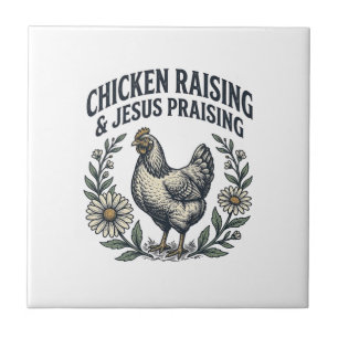 Carreau Élevage de poulets et louange à Jésus vintage poul