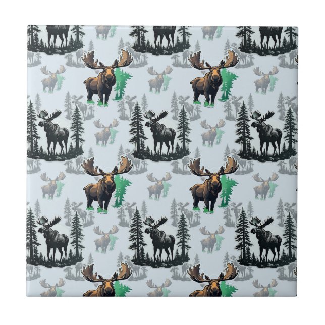 Carreau Elk Moose Antlers Deer Design Motif (Devant)