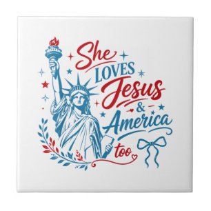 Carreau Elle aime Jésus et l'Amérique aussi le 4 juillet C