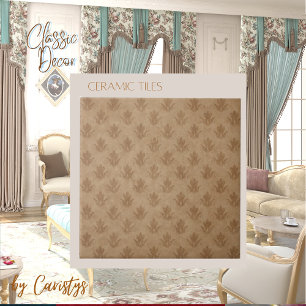 Carreau Emblème Orné Classique Taupe Brown Lin