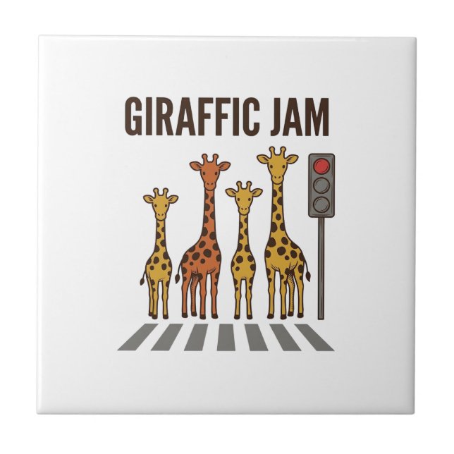 Carreau Embouteillage giraffic Drôle de girafe traversant  (Devant)