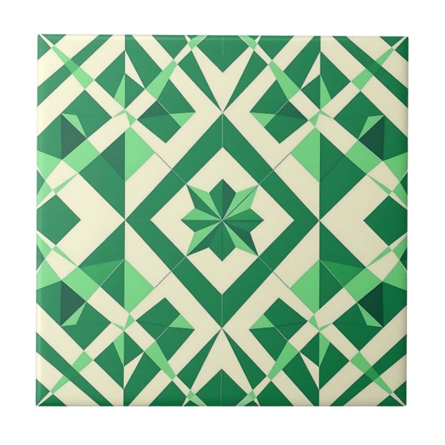 Carreau Emerald Green Geometric Star Pattern (Devant)