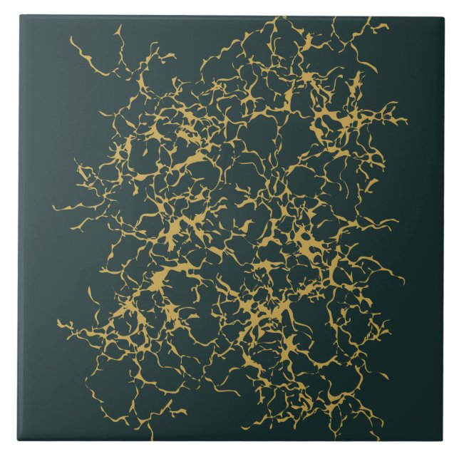 Carreau Emerald Green Gold Modern Abstrait  (Devant)