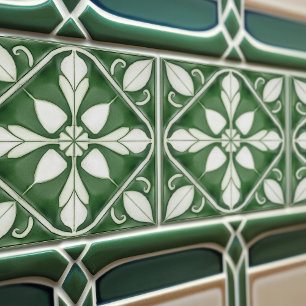 Carreau Émeraude Verte Envoûtante Fleur Symétrique