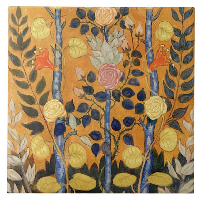 Carreau Emile Bernard peinture, Roses, (Devant)