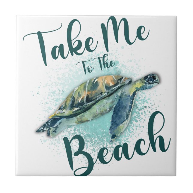 Carreau Emmenez-moi à la plage, tortue de mer (Devant)