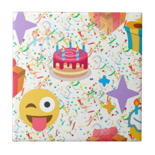 Carreau emoji anniversaire heureux
