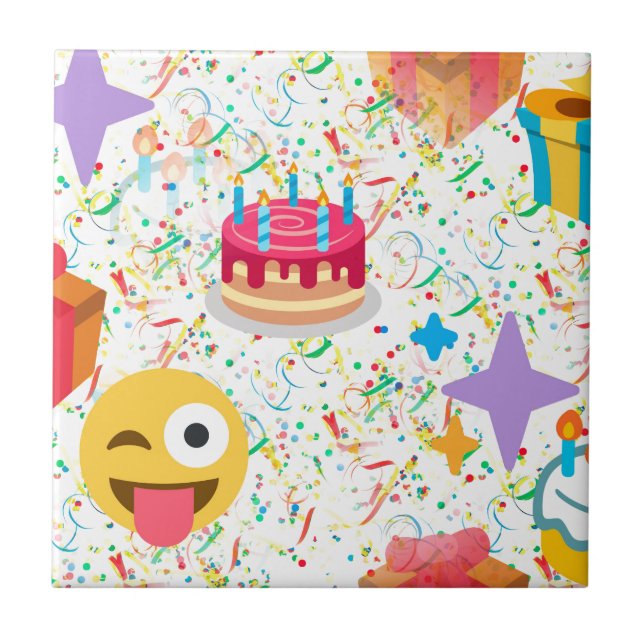 Carreau emoji anniversaire heureux (Devant)