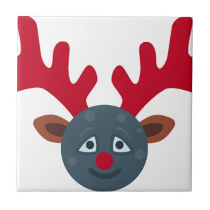 Carreau emoji de lune de rennes de noël