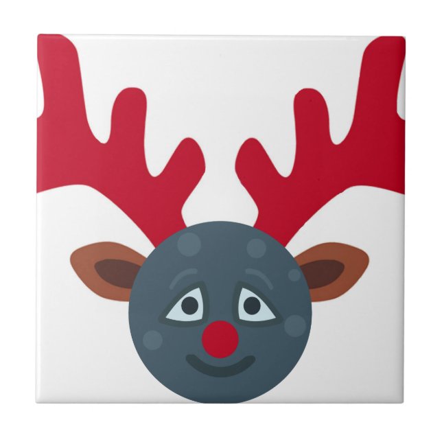 Carreau emoji de lune de rennes de noël (Devant)