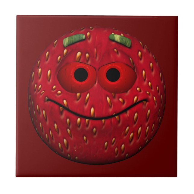 Carreau Emoticon de fraise drôle (Devant)