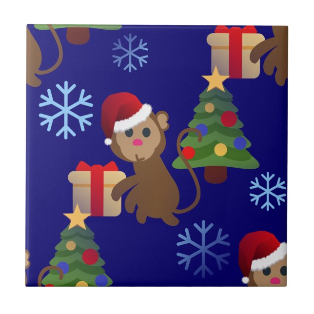 Carreau Émotion de singe de père Noël (Devant)