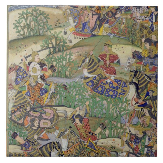 Carreau Empereur Akbar (r.1556-1605) à la bataille de (Devant)