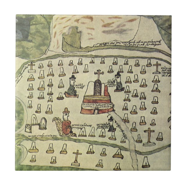Carreau Empire aztèque de Montezuma, carte du monde antiqu (Devant)