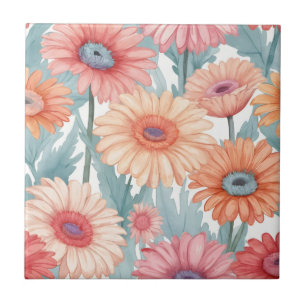 Carreau Empreinte de fleurs de germes roses