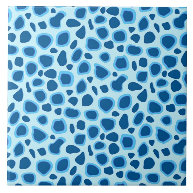 Carreau Empreinte de léopard - Cobalt foncé et bleu ciel (Devant)
