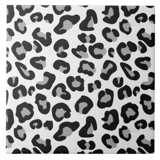 Carreau Empreinte de léopard en noir et blanc avec gris /  (Devant)