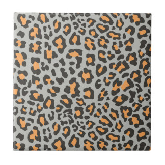 Carreau Empreinte de léopard noir, gris, orange