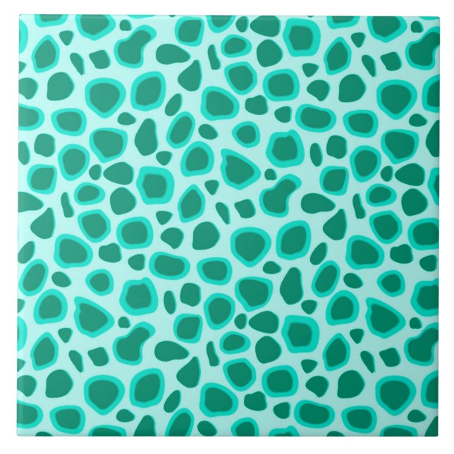 Carreau Empreinte de léopard - Turquoise et Aqua (Devant)