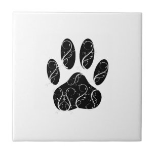 Carreau Empreinte de patte Chien Noir Avec Flouris Blanc